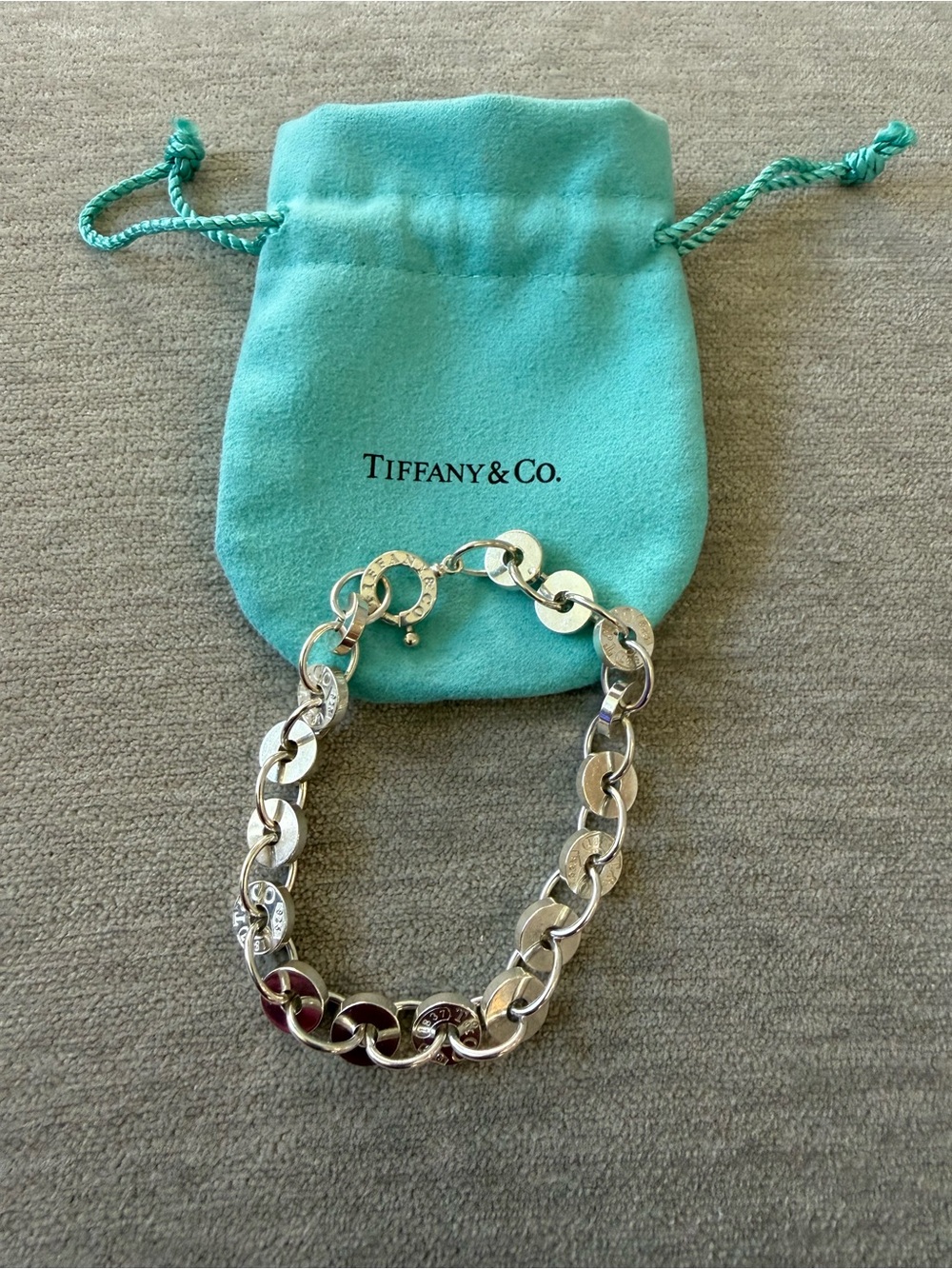 Tiffany & Co. Silver Polished 1837 Link Bracelet with Spring Clasp